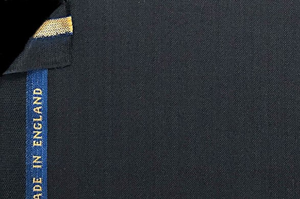 Dormeuil Fabric Navy Herringbone 80% Wool 8% Silk 6% Lama Pacos 6% Cashmere (Ref-182303)