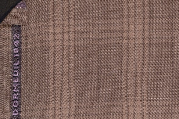Dormeuil Fabric Beige Check 100% Wool (Ref-202446)
