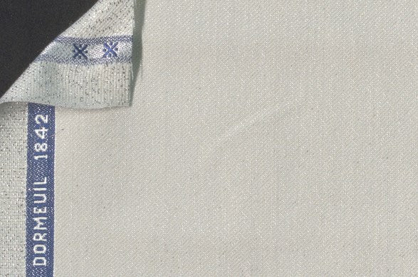 Dormeuil Fabric White Semi Plain 80% Wool 20% Polyester (Ref-204110)