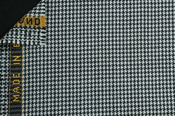 Dormeuil Fabric Black/White Houndstooth 100% Wool (Ref-321014)
