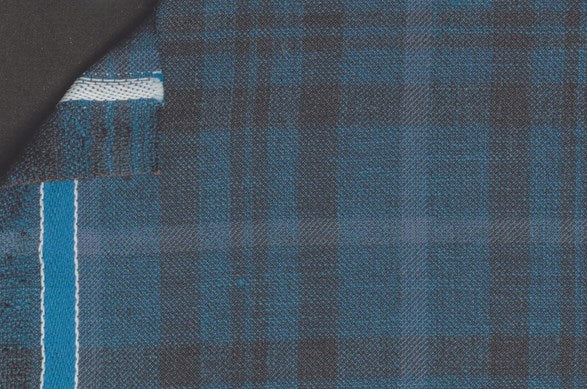 Dormeuil Fabric Navy Check 45% Wool 45% Linen 10% Silk (Ref-417020)
