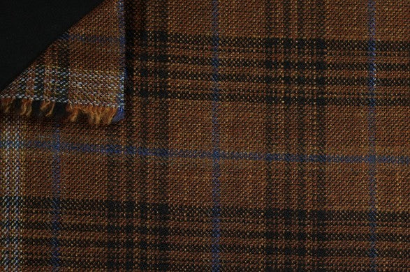 Dormeuil Fabric Brown Check 69% Wool 28% Bamboo 3% Linen (Ref-779401)