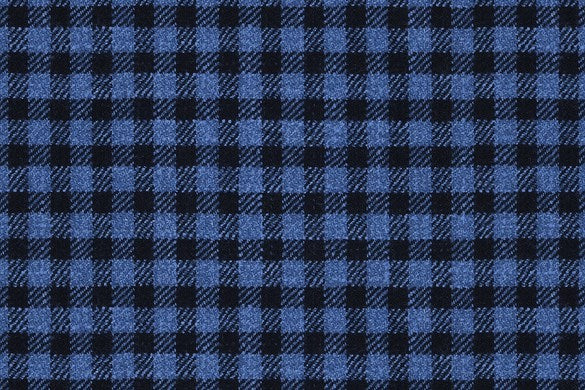 Dormeuil Fabric Blue Check 69% Wool 28% Bamboo 3% Linen (Ref-779415)