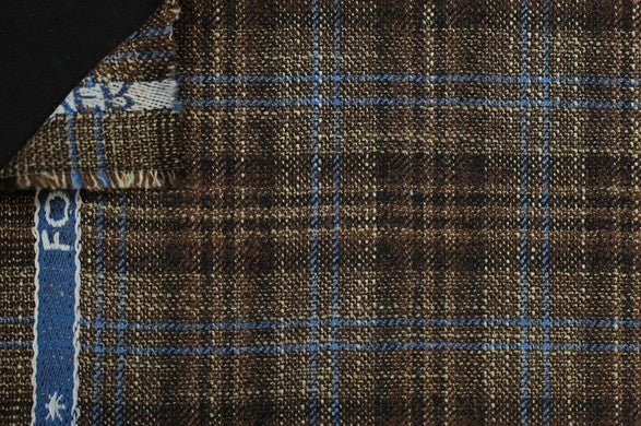 Dormeuil Fabric Brown Check 69% Wool 28% Bamboo 3% Linen (Ref-779423)