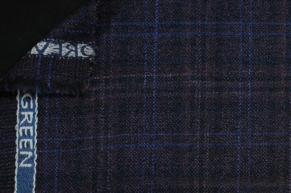 Dormeuil Fabric Purple Check 69% Wool 28% Bamboo 3% Linen (Ref-779424)