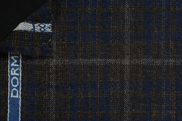 Dormeuil Fabric Brown Check 69% Wool 28% Bamboo 3% Linen (Ref-779425)