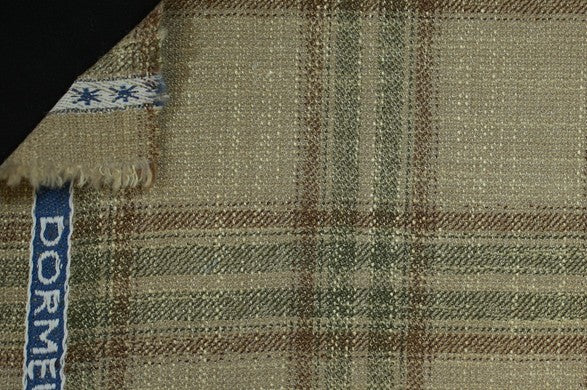 Dormeuil Fabric Beige Check 69% Wool 28% Bamboo 3% Linen (Ref-779428)