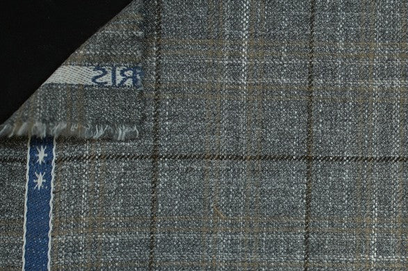 Dormeuil Fabric Grey Check 69% Wool 28% Bamboo 3% Linen (Ref-779430)