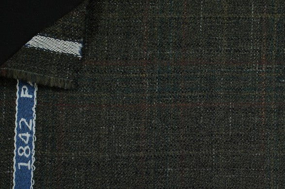 Dormeuil Fabric Green Check 69% Wool 28% Bamboo 3% Linen (Ref-779431)