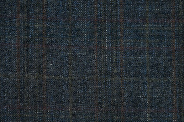 Dormeuil Fabric Blue Check 69% Wool 28% Bamboo 3% Linen (Ref-779432)