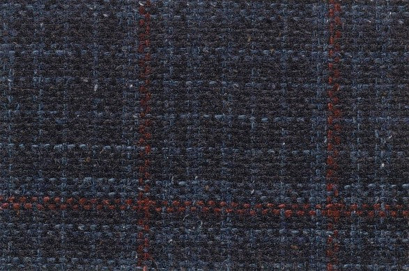 Dormeuil Fabric Navy Check 60% Wool 18% Silk 16% Polyamide 6% Linen (Ref-780025)