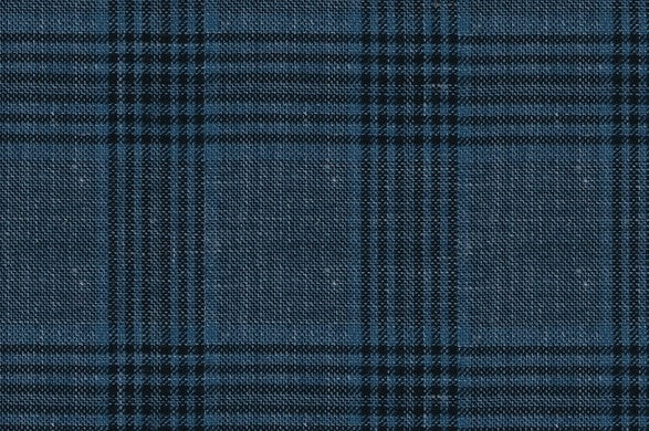 Dormeuil Fabric Blue Check 38% Cashmere 29% Wool 25% Silk 8% Linen (Ref-794360)