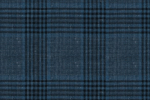Dormeuil Fabric Blue Check 38% Cashmere 29% Wool 25% Silk 8% Linen (Ref-794360)