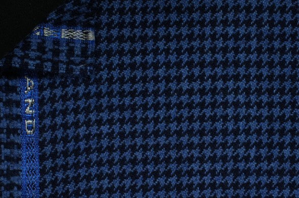 Dormeuil Fabric Blue Houndstooth 100% Cashmere (Ref-798205)