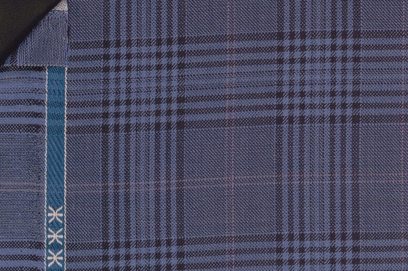 Dormeuil Fabric Blue Check 100% Wool (Ref-842016)