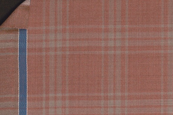 Dormeuil Fabric Burgundy Check 100% Wool (Ref-842030)