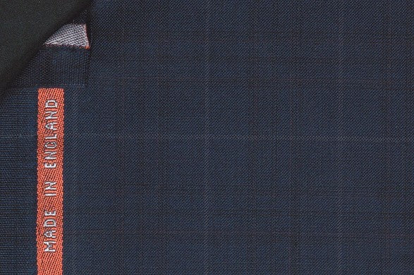 Dormeuil Fabric Navy Check 100% Wool (Ref-843458)