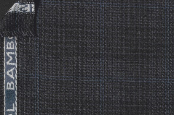 Dormeuil Fabric Navy Check 35% Wool 23% Bamboo 22% Silk 20% Linen (Ref-881508)