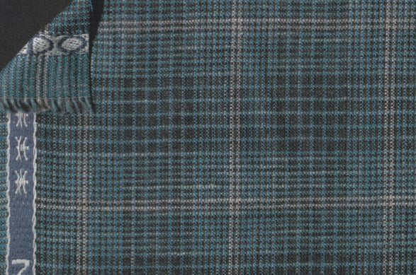 Dormeuil Fabric Green Check 35% Wool 23% Bamboo 22% Silk 20% Linen (Ref-881510)