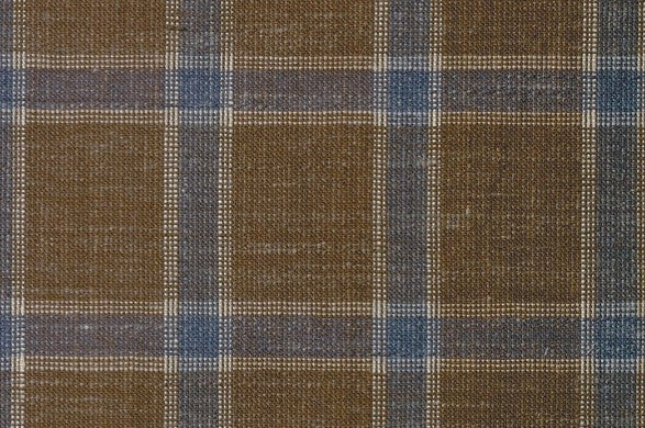 Dormeuil Fabric Brown Check 35% Wool 23% Bamboo 22% Silk 20% Linen (Ref-881514)