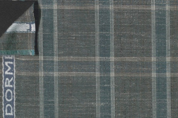 Dormeuil Fabric Green Check 35% Wool 23% Bamboo 22% Silk 20% Linen (Ref-881516)