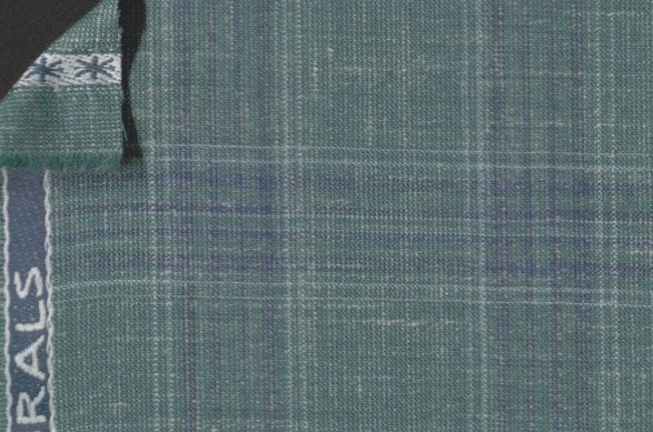 Dormeuil Fabric Green Check 35% Wool 23% Bamboo 22% Silk 20% Linen (Ref-881517)