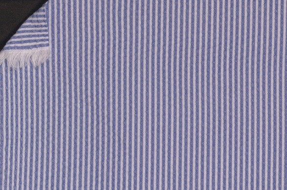 Dormeuil Fabric Blue Stripe 16% Silk 63% Cotton 16% Polyamide 5% Lycra (Ref-885508)