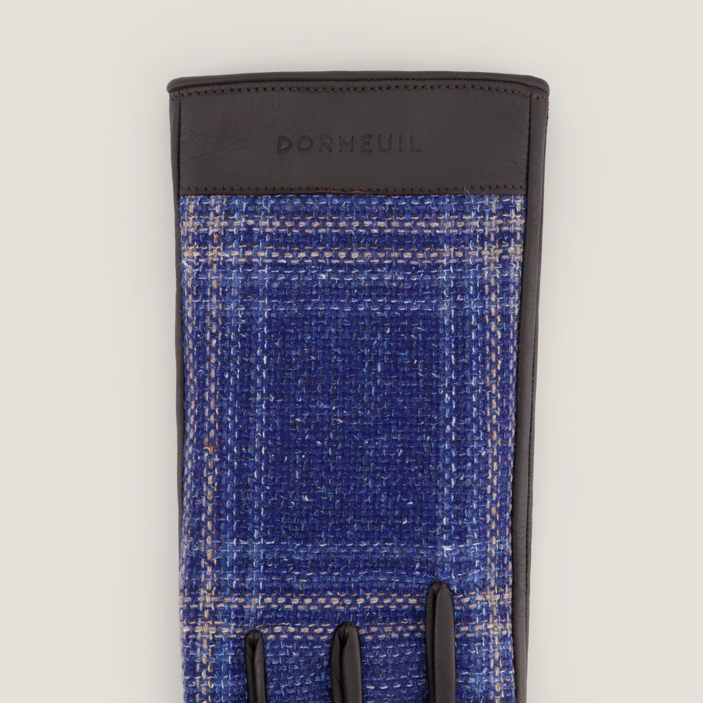 Pure Cashmere & Leather men's gloves Blue Bleu ブルー 蓝