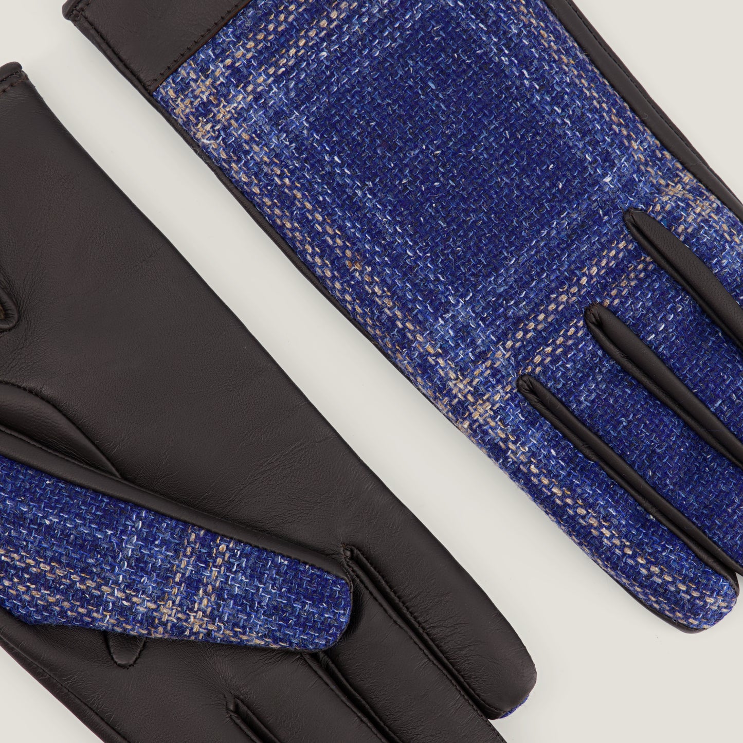 Pure Cashmere & Leather men's gloves Blue Bleu ブルー 蓝