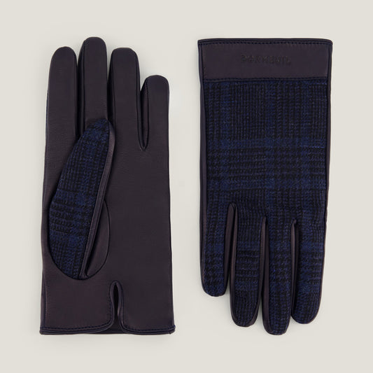 Pure Cashmere & Leather men's gloves Dark Blue Bleu foncé ダークブルー 黑暗蓝