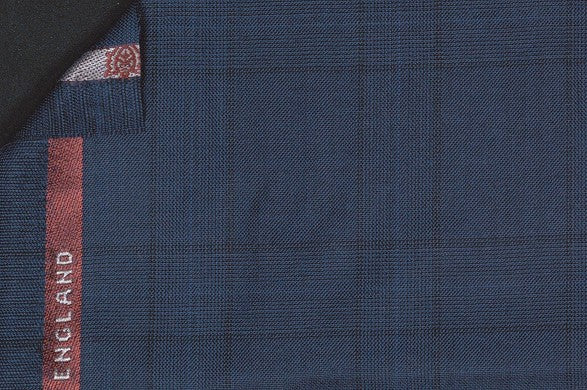 Dormeuil Fabric Navy Check 100% Wool (Ref-180589)