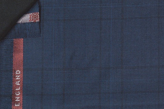 Dormeuil Fabric Navy Check 100% Wool (Ref-180589)