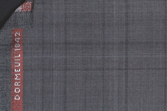 Dormeuil Fabric Grey Check 100% Wool (Ref-180591)