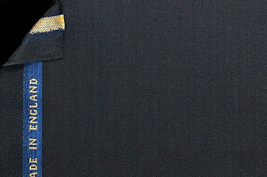 Dormeuil Fabric Navy Herringbone 80% Wool 8% Silk 6% Lama Pacos 6% Cashmere (Ref-182303)