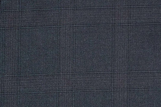 Dormeuil Fabric Navy Check 80% Wool 8% Silk 6% Lama Pacos 6% Cashmere (Ref-182307)
