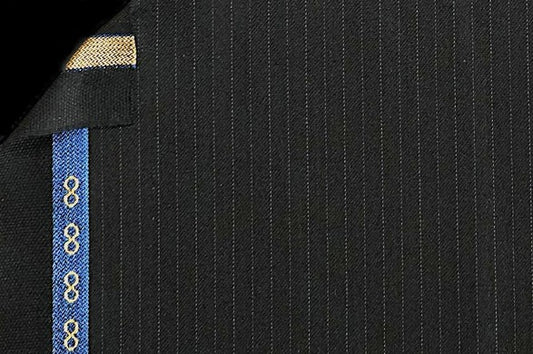 Dormeuil Fabric Black Stripe 80% Wool 8% Silk 6% Lama Pacos 6% Cashmere (Ref-182309)