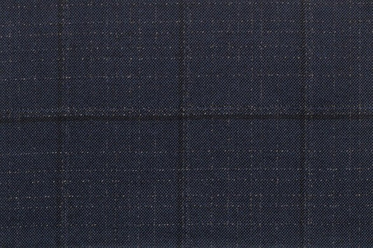 Dormeuil Fabric Navy Check 100% Wool (Ref-184015)