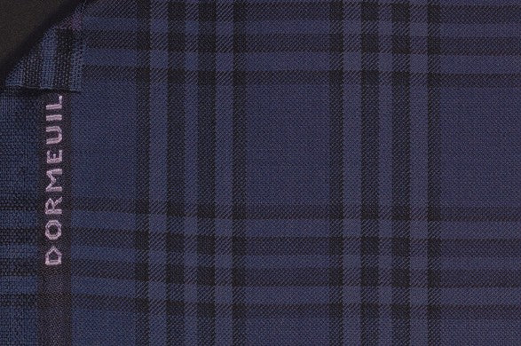 Dormeuil Fabric Navy Check 100% Wool (Ref-202415)