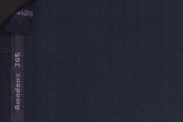 Dormeuil Fabric Navy Herringbone 100% Wool (Ref-202420)