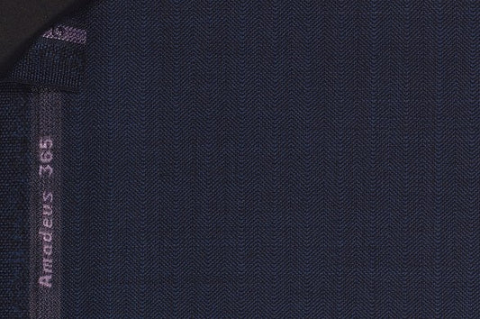 Dormeuil Fabric Navy Herringbone 100% Wool (Ref-202420)
