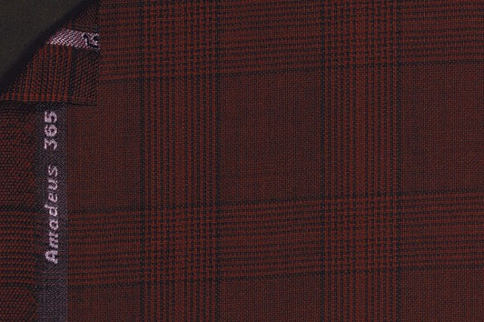 Dormeuil Fabric Burgundy Check 100% Wool (Ref-202449)