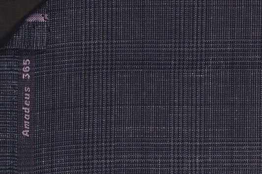 Dormeuil Fabric Navy Check 100% Wool (Ref-202452)