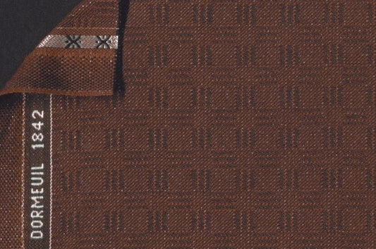 Dormeuil Fabric Brown Check 90% Wool 10% Polyester (Ref-204120)