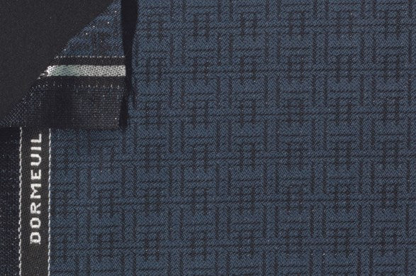 Dormeuil Fabric Blue Semi Plain 95% Wool 5% Polyester (Ref-204123)