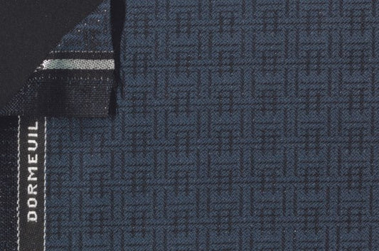 Dormeuil Fabric Blue Semi Plain 95% Wool 5% Polyester (Ref-204123)