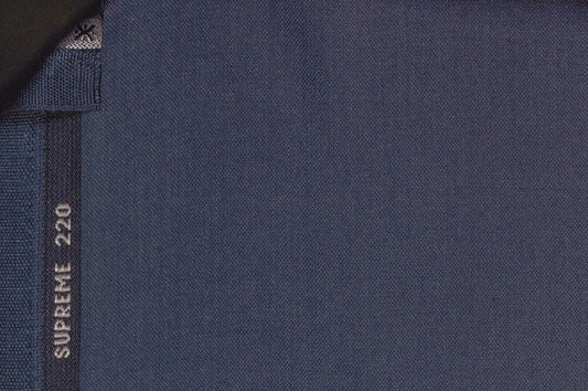 Dormeuil Fabric Blue Semi Plain 47% Wool 37% Cashmere 16% Silk (Ref-220004)