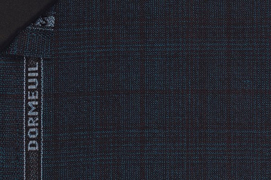 Dormeuil Fabric Blue Check 100% Wool (Ref-290137)