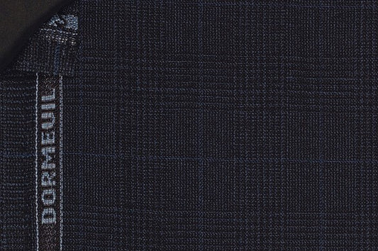 Dormeuil Fabric Navy Check 100% Wool (Ref-290152)