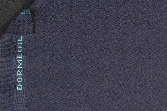 Dormeuil Fabric Navy Herringbone 100% Wool (Ref-301446)