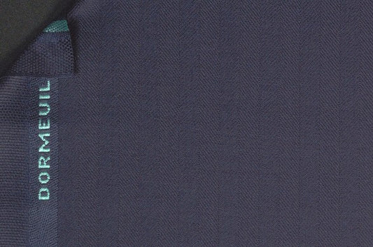 Dormeuil Fabric Navy Herringbone 100% Wool (Ref-301446)